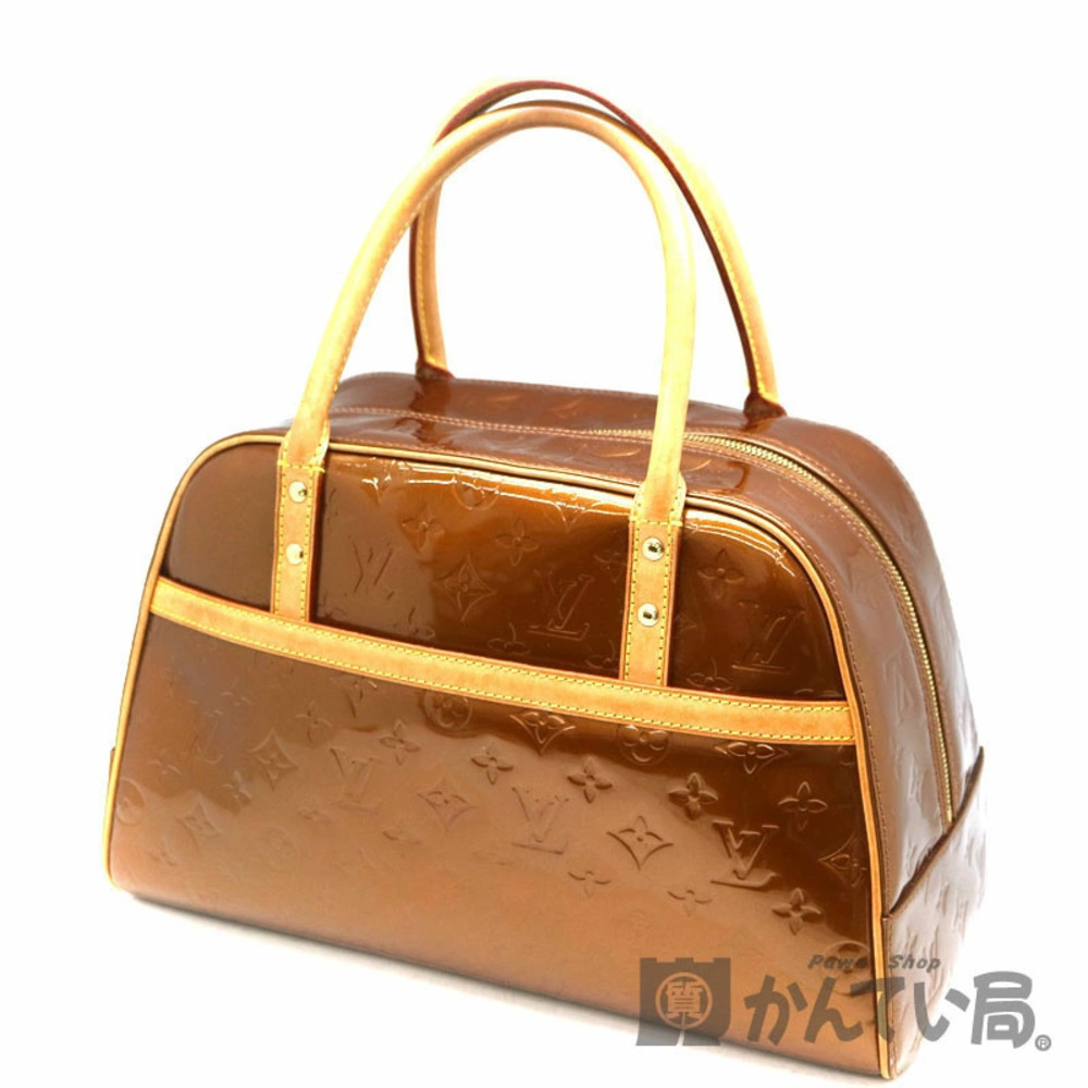 LOUIS VUITTON Tompkins Square Handbag Monogram Vernis Bronze Tan Brown LV Bag